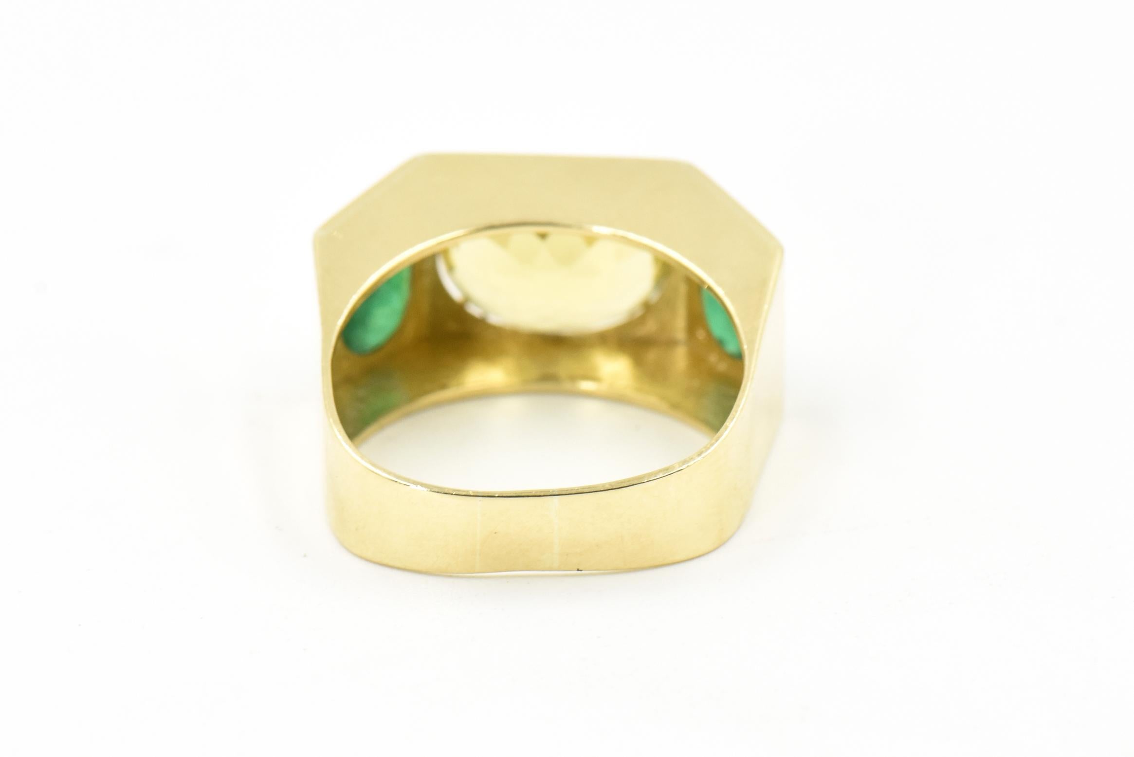 Citrine and Emerald Three-Stone Cocktail Band Ring 3