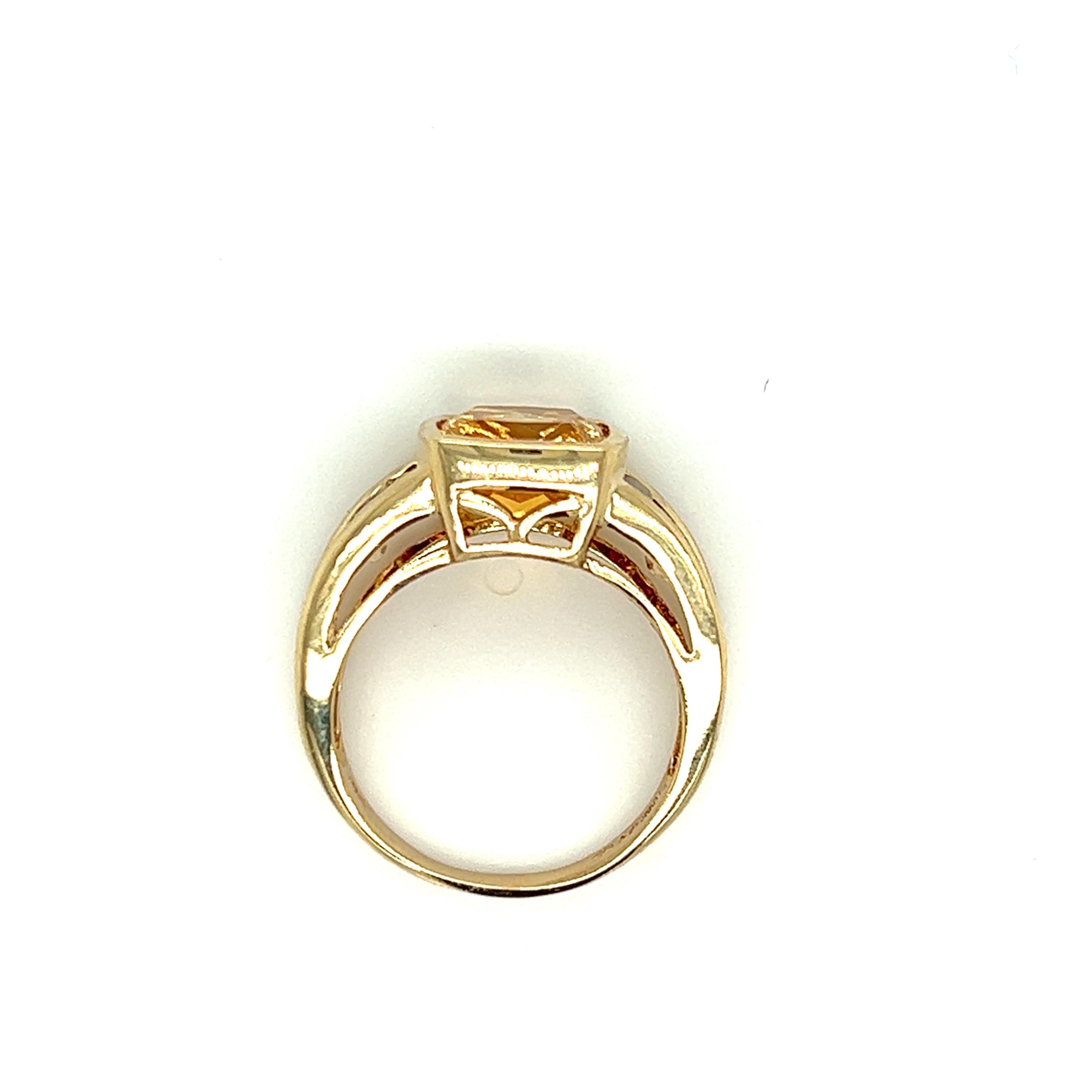 Contemporary Citrine and Garnet Ring in 14k Yellow Gold