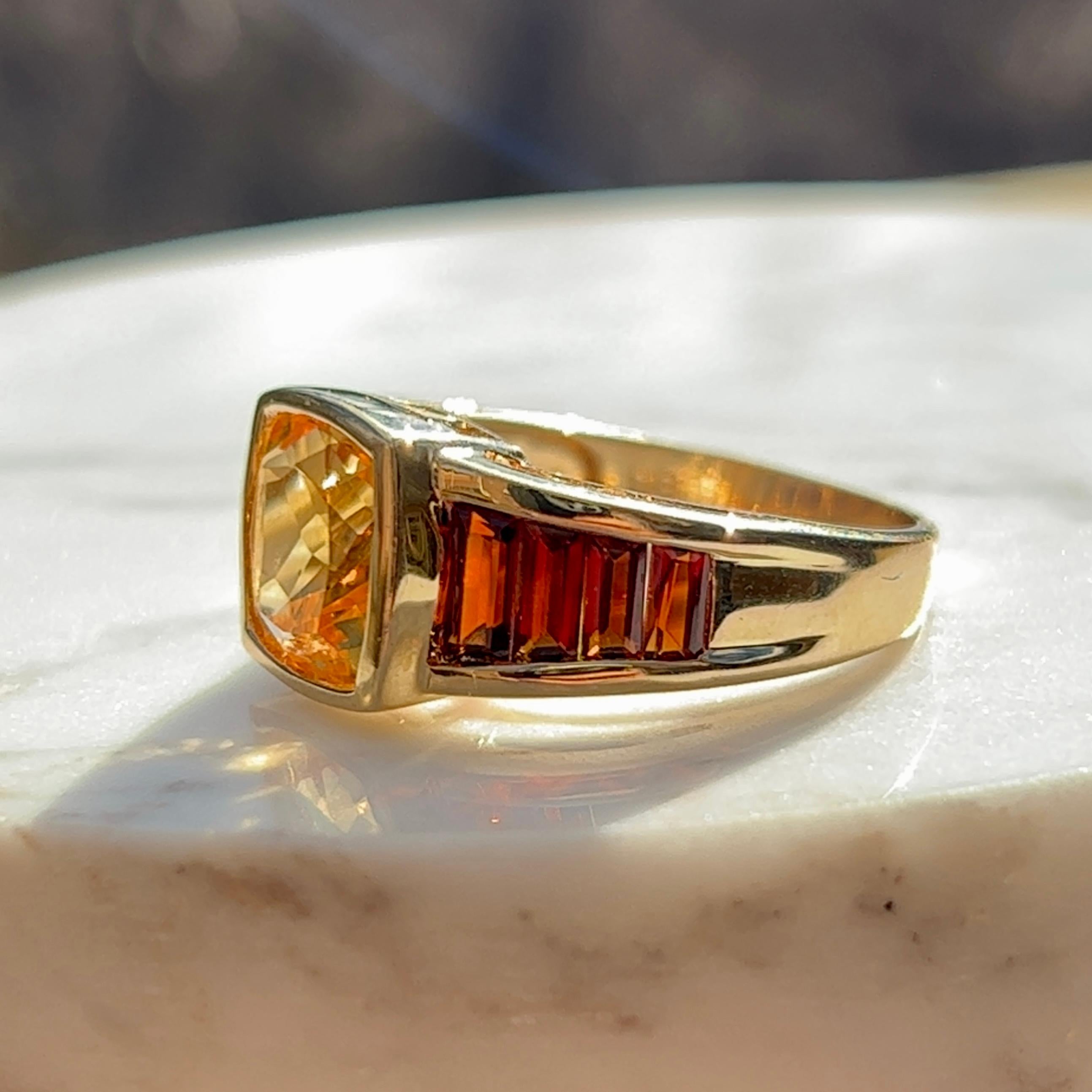Citrine and Garnet Ring in 14k Yellow Gold 1