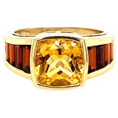 Citrine and Garnet Ring in 14k Yellow Gold