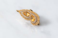 Citrine and Gold Filigree Drop Earrings