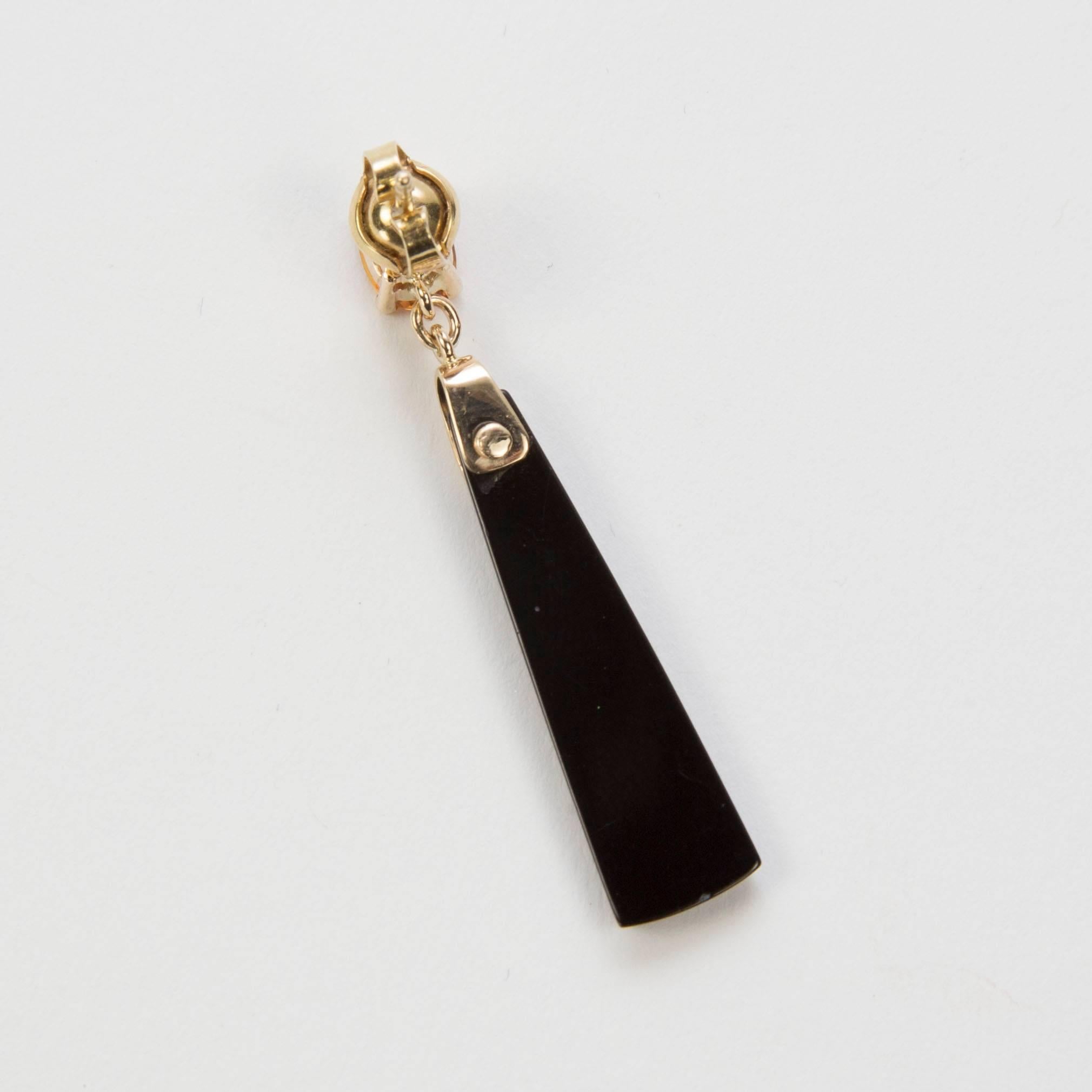 Striking Citrine and Gold-capped bar Onyx drop earrings exude sculptural simplicity and sophistication; hand crafted in 14K yellow gold; approx. 1.75 inches long. A perfect complement to every wardrobe and occasion… Illuminating your Look with a