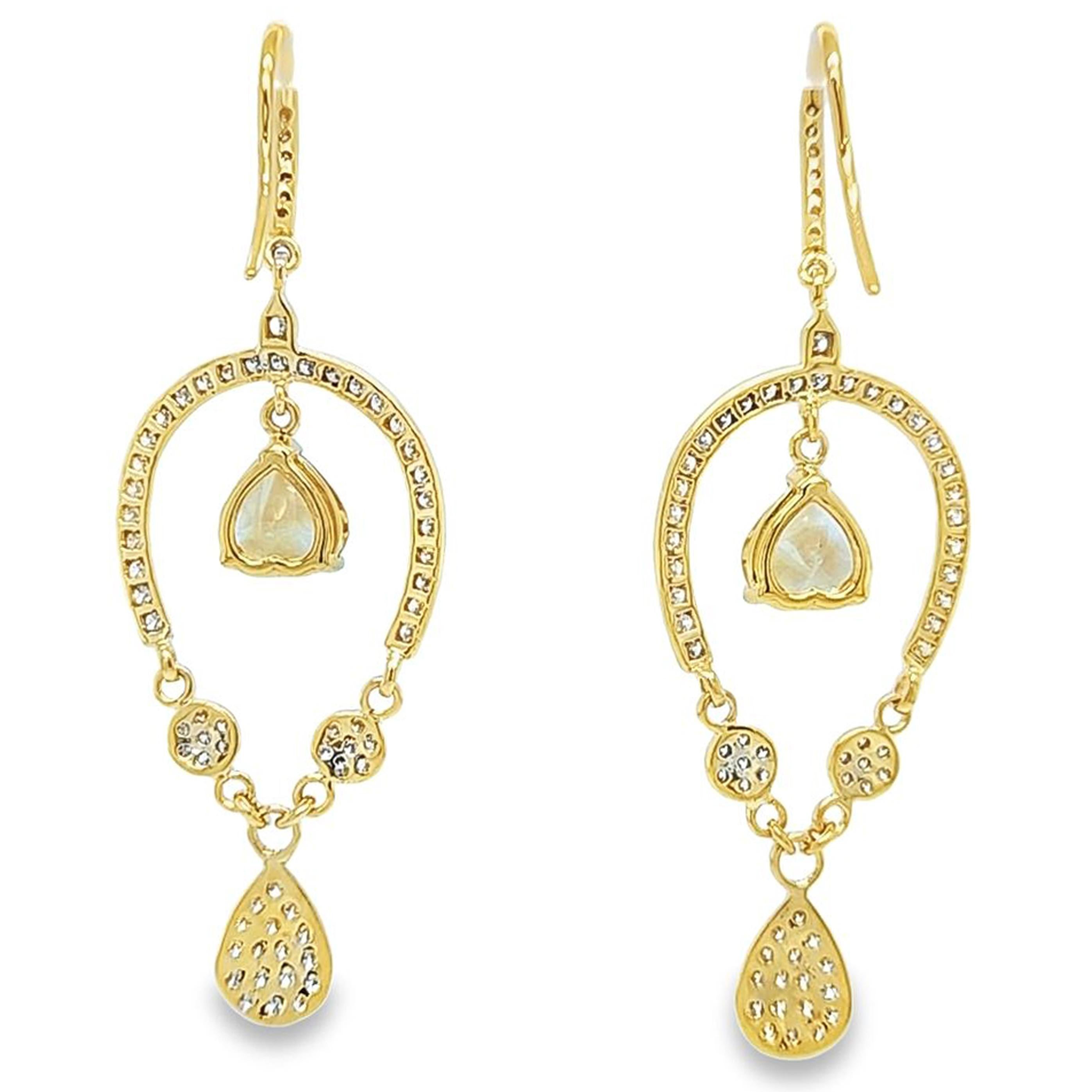 Citrine and Pave Diamond Chandelier Earrings In Good Condition For Sale In Coral Gables, FL