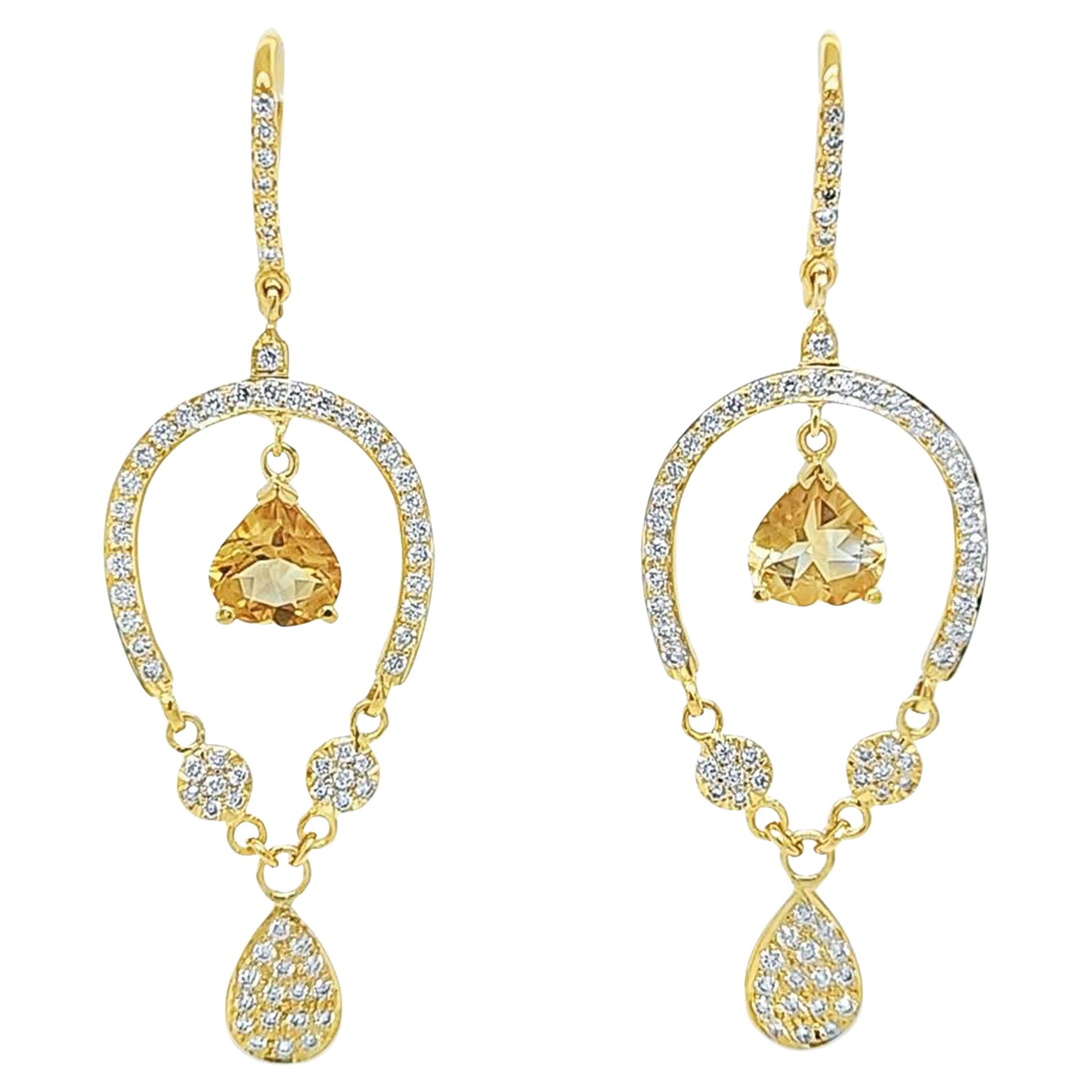 Citrine and Pave Diamond Chandelier Earrings