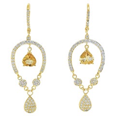Pendientes araña de citrino y diamantes pavé