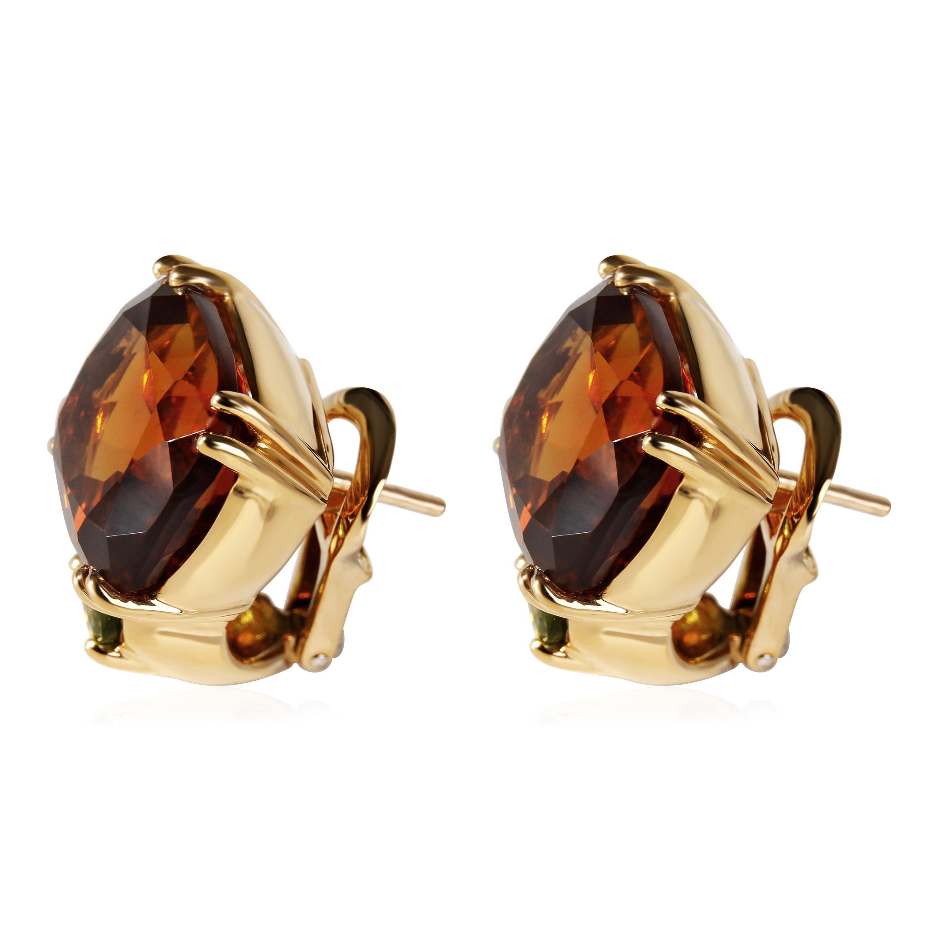 Citrine and Peridot Earrings in 18K Yellow Gold In Excellent Condition In New York, NY