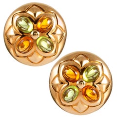 Citrine and Peridot Earrings, Signed Bulgari