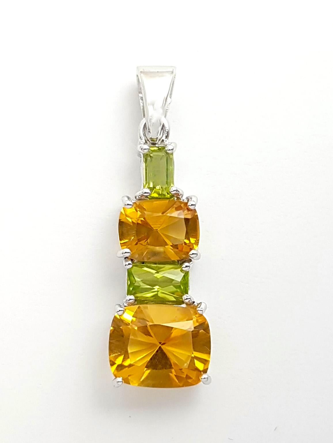 Citrin- und Peridot-Anhänger in 14K Weißgold-Fassung (Zeitgenössisch) im Angebot