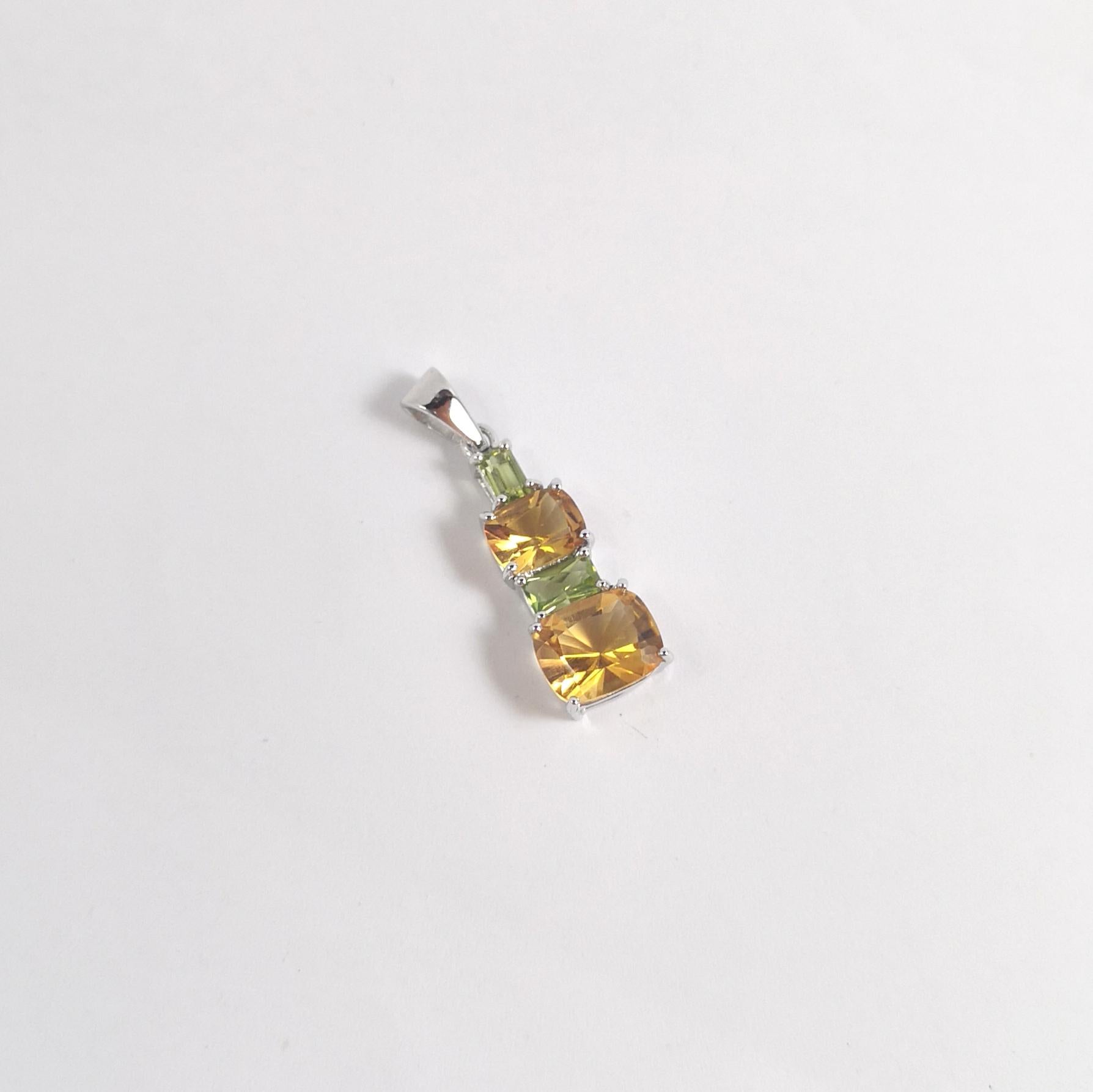 Citrin- und Peridot-Anhänger in 14K Weißgold-Fassung Damen im Angebot
