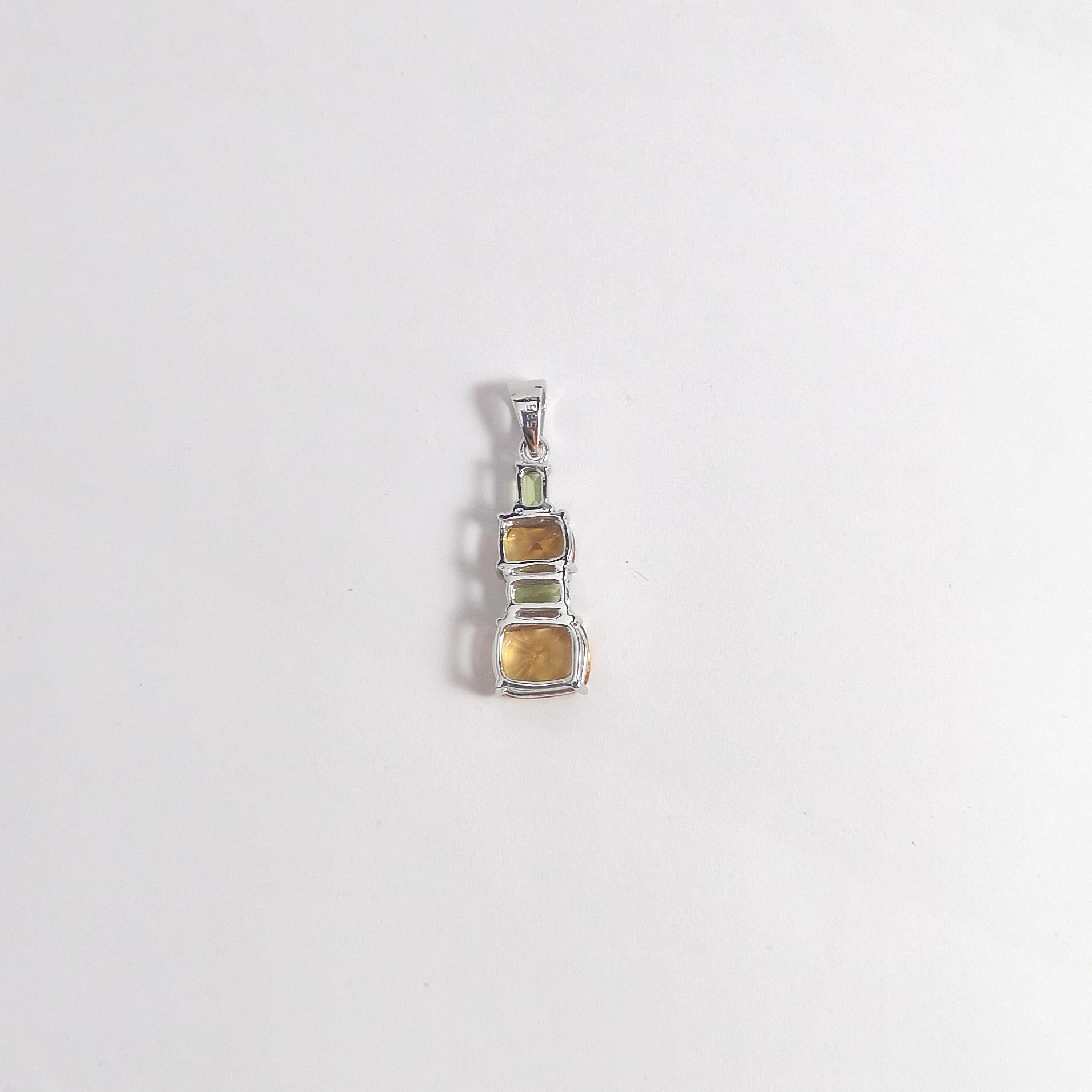 Citrin- und Peridot-Anhänger in 14K Weißgold-Fassung im Angebot 1