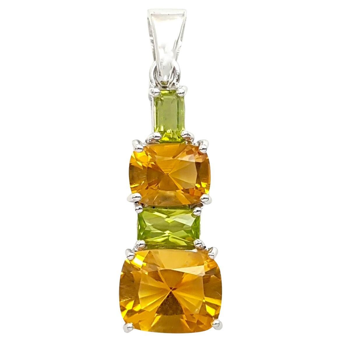 Citrin- und Peridot-Anhänger in 14K Weißgold-Fassung