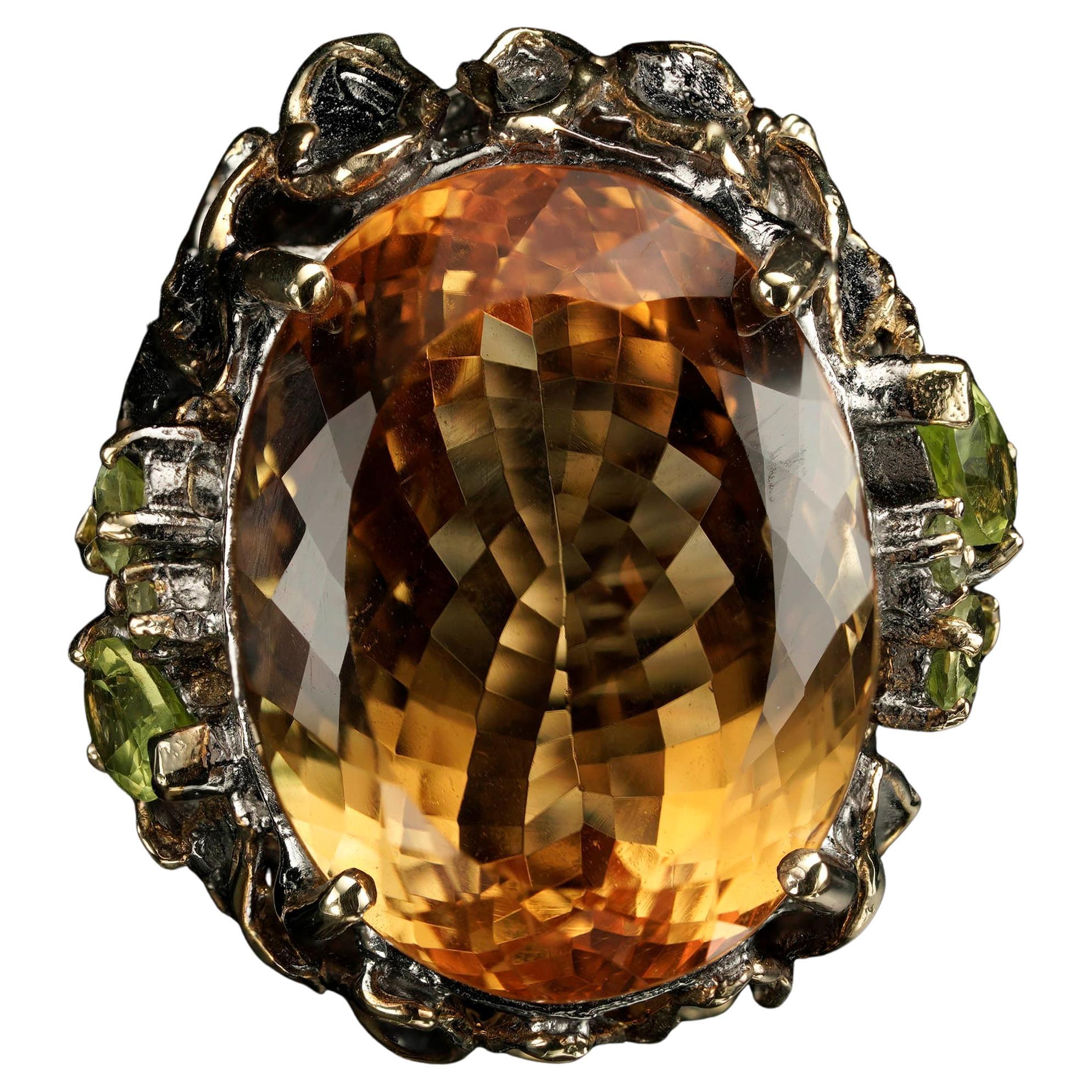Anillo Cóctel Citrino y Peridoto - Talla 7