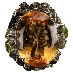 Anillo Cóctel Citrino y Peridoto - Talla 7