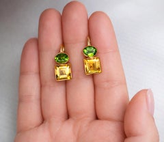 Citrine and peridot silver, gold earrings