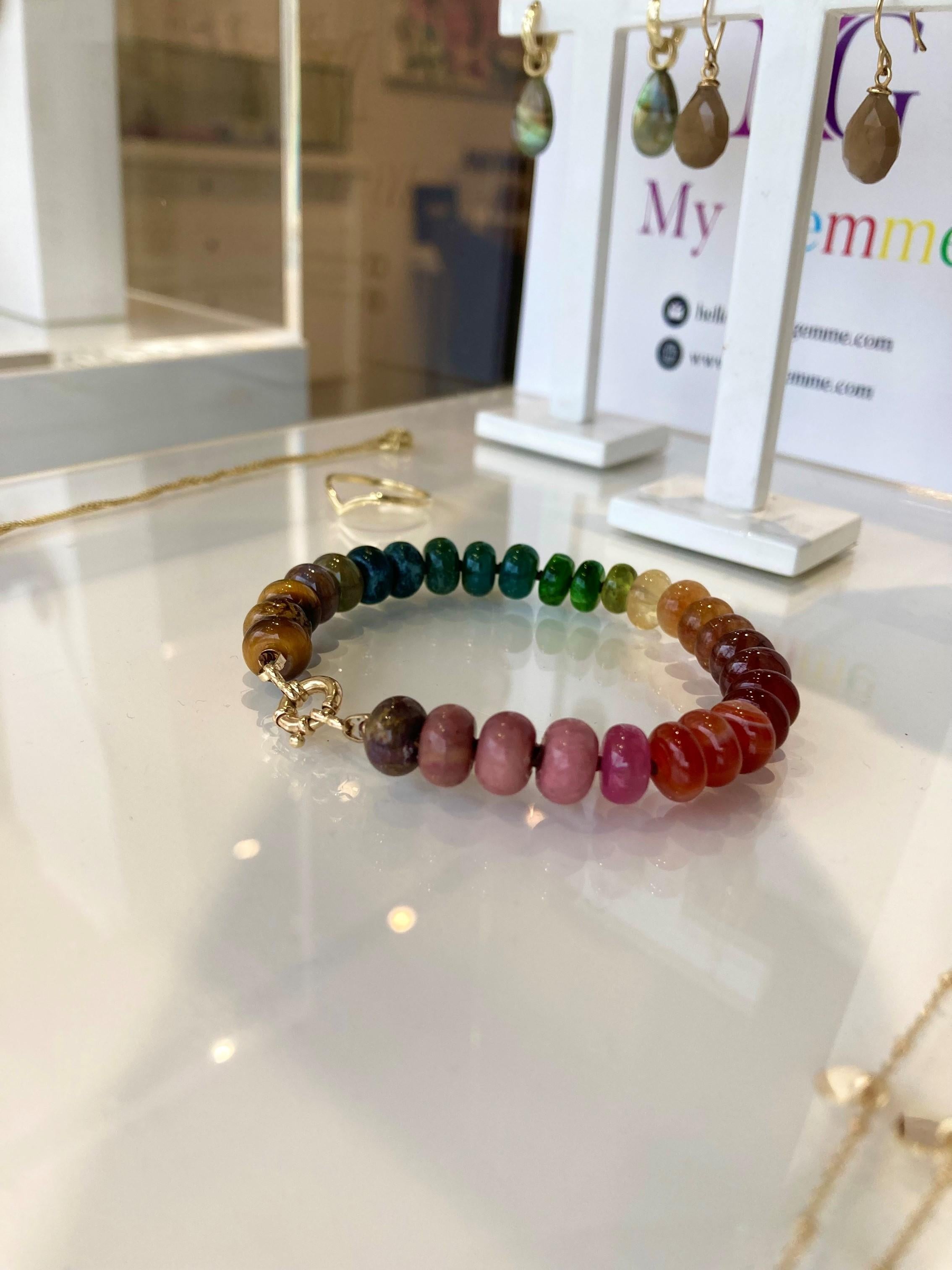 Citrine and Pink Sapphire Bead Yellow Gold Bracelet 1