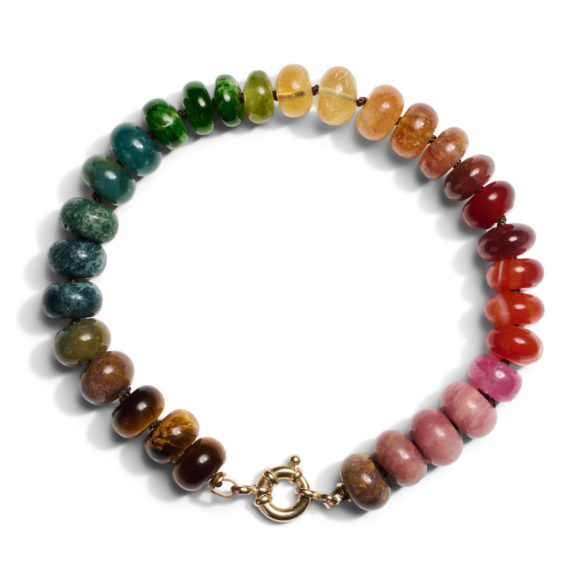 Modern Citrine and Pink Sapphire Bead Yellow Gold Bracelet