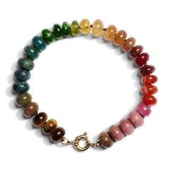 Citrine and Pink Sapphire Bead Yellow Gold Bracelet