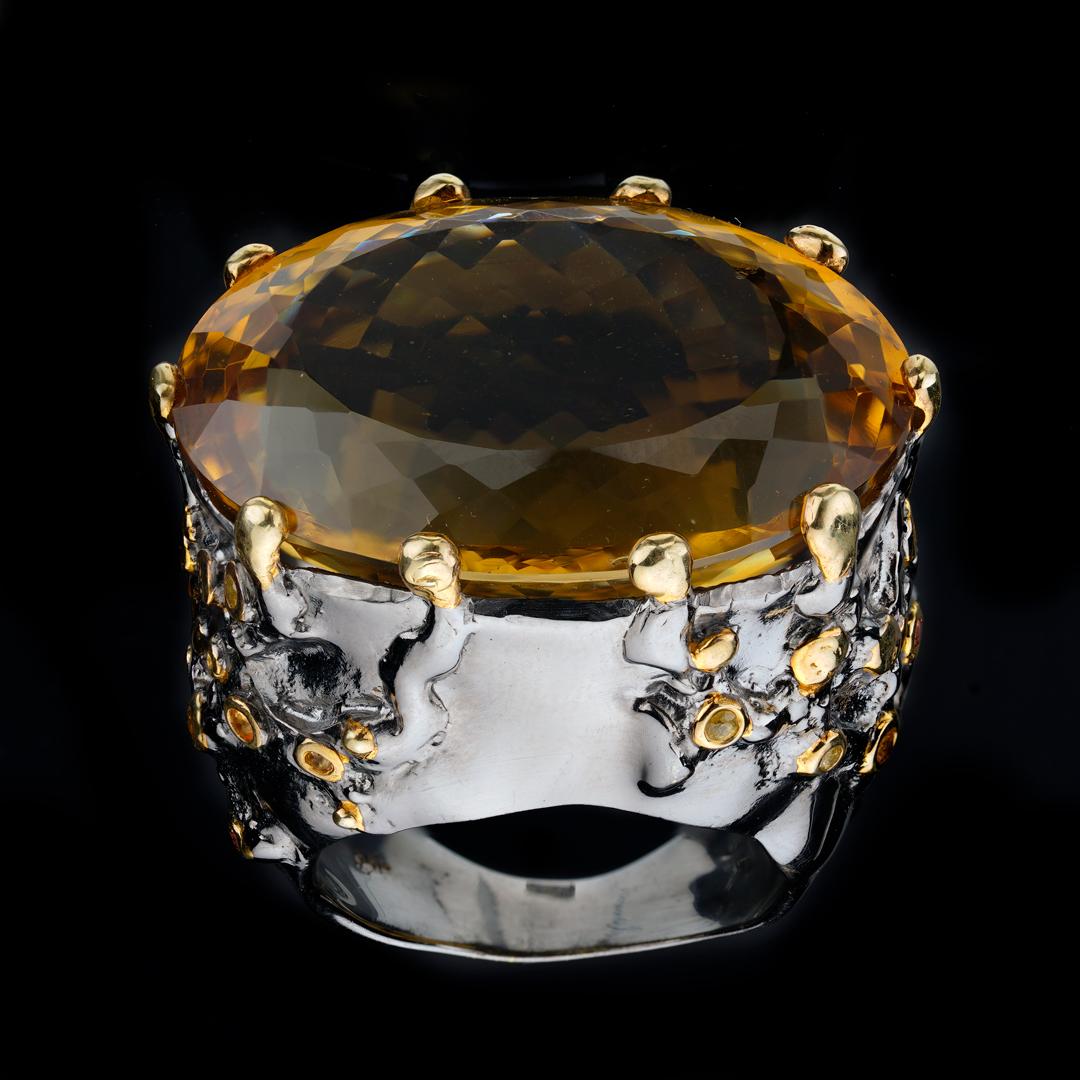 Citrine and Sapphire Ring For Sale