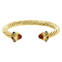 Vintage Citrine and Semi Precious Stone Bangle in 18 Karat Yellow Gold by David Yurman