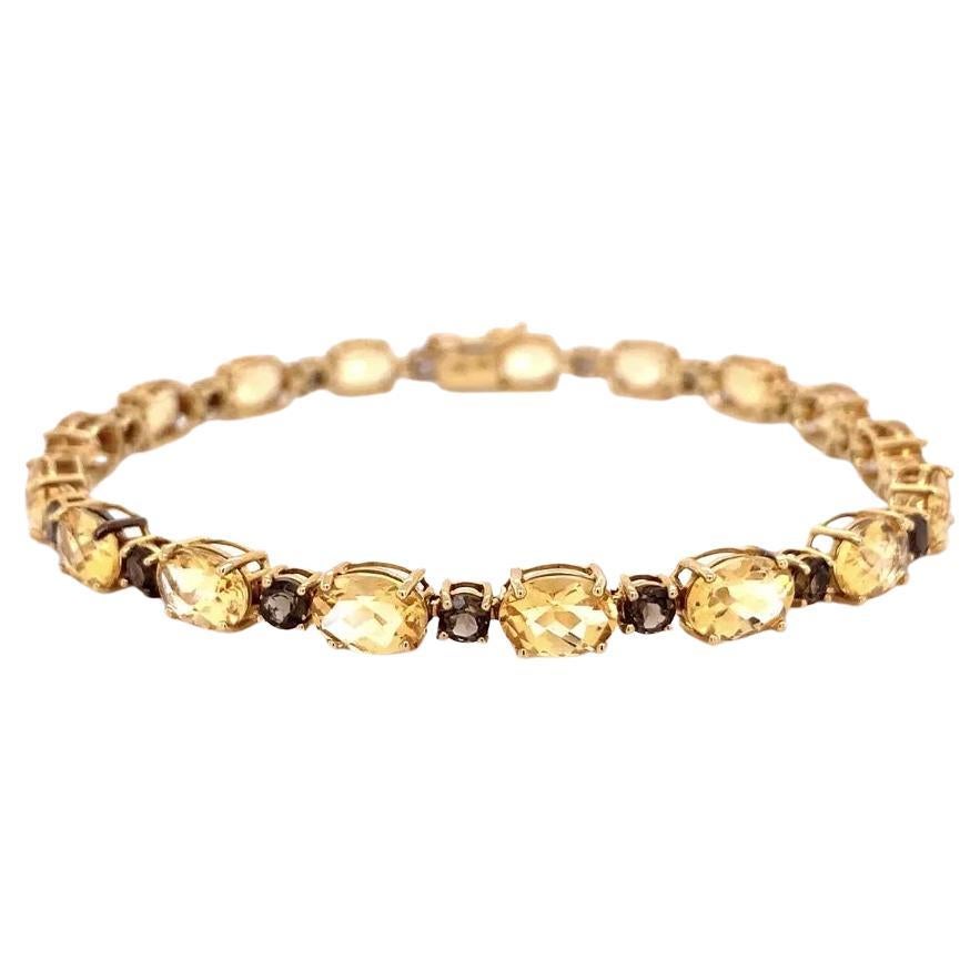 Citrin und Rauchquarz Gold Vintage Line Armband