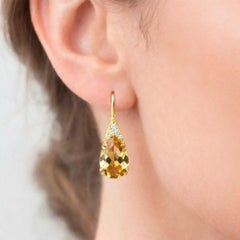 Pendientes de oro de 14k de citrino y topacio