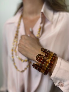 Pulsera de oro amarillo de 18 quilates con varias filas de citrinos y topacios