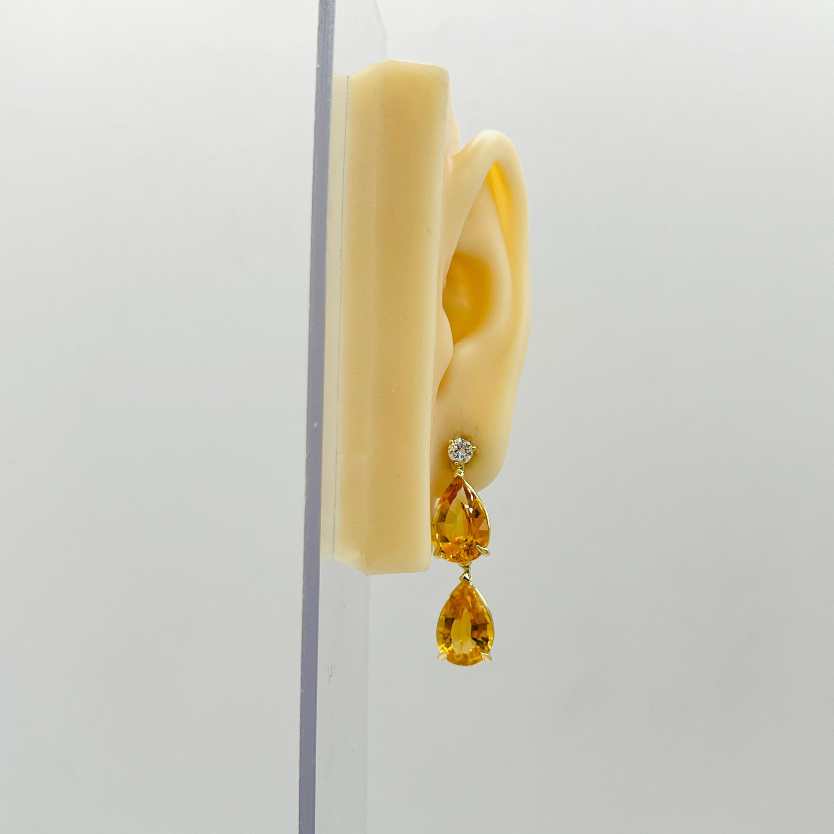 Ohrringe mit Citrin und weißem Diamant aus 18 Karat Gelbgold im Zustand „Neu“ im Angebot in Los Angeles, CA
