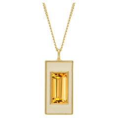 Citrine and White Enamel Drop Necklace