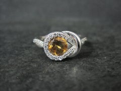 Citrin und weißer Zirkon Ring in Sterling Silber Größe 8