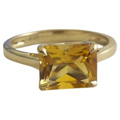 Anello Citrino Baguette in oro giallo 14kt - Misura 7