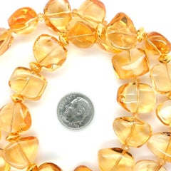 Citrine Beaded Necklace by Sarosi, 18k Yellow Gold Accents, 20 Inches