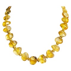 Citrine Beaded Necklace by Sarosi, 18k Yellow Gold Accents, 20 Inches