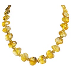 Citrine Beaded Necklace by Sarosi, 18k Yellow Gold Accents, 20 Inches