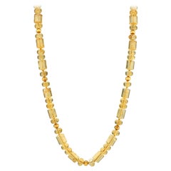 Citrine Beaded Necklace with 18k and 22k Yellow Gold Accents, 20-Inches