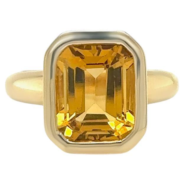 Citrine Bezel Ring 4.40 Carat 14K Yellow Gold