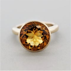Citrine Bezel-Set Gold Solitaire Ring