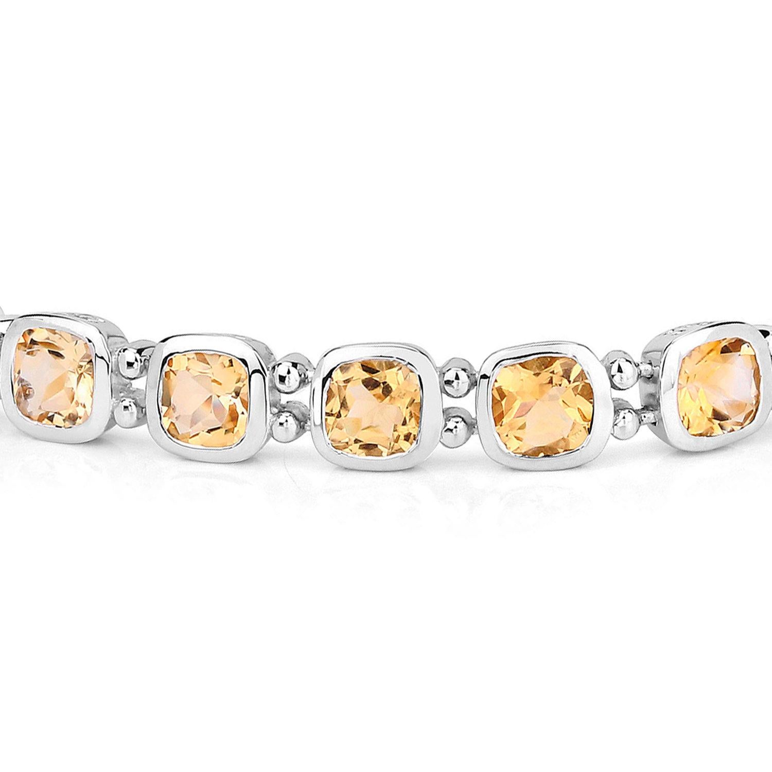 Pulsera de tenis con citrino engastado 12,9 quilates Plata de ley Contemporáneo en venta