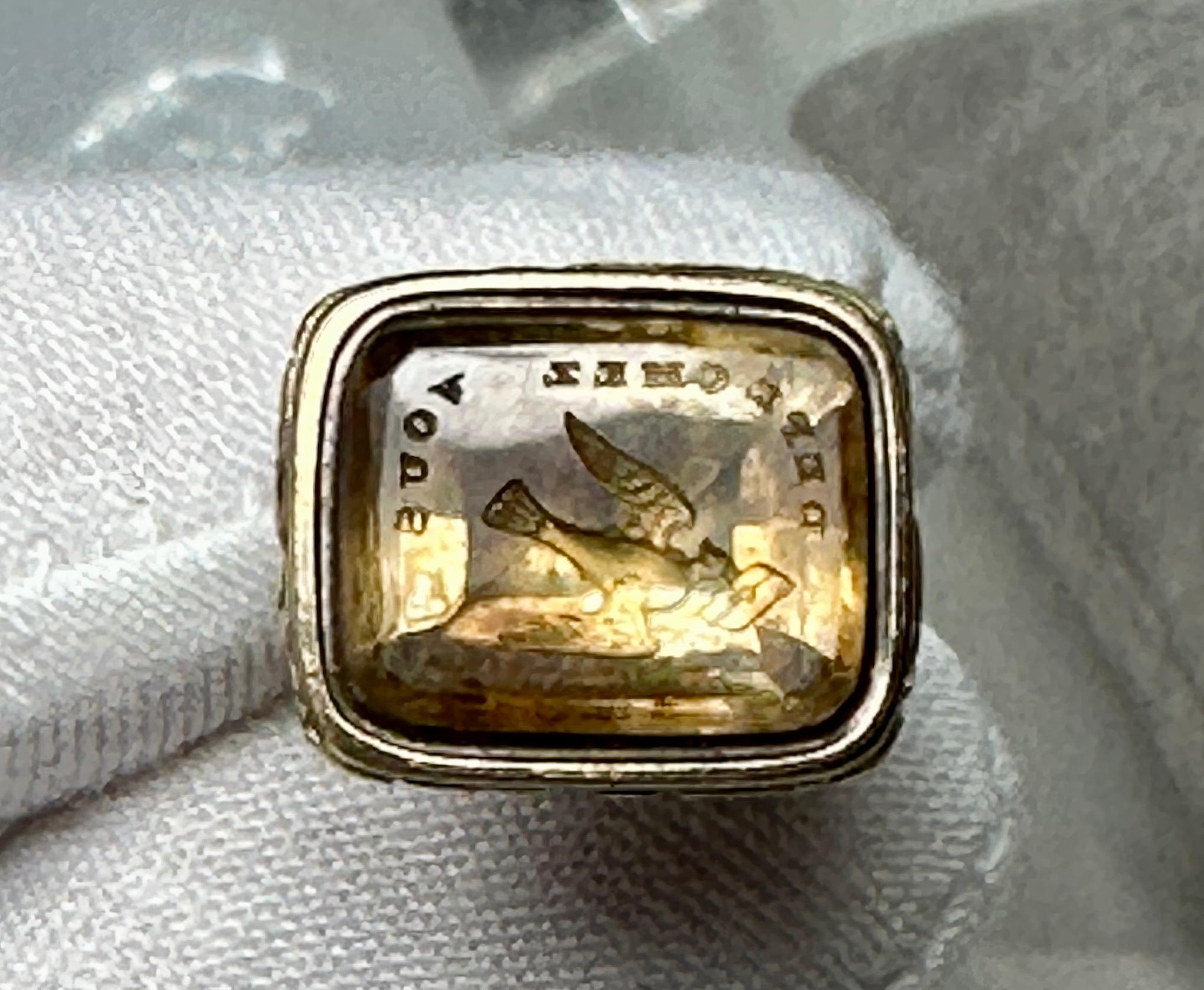 Citrine Bird Carrying Mail Fob Seal Pendant 