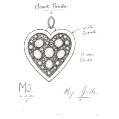 Citrine Birthstone Heart Pendant White Enamel 14K Gold by Meghna Jewels