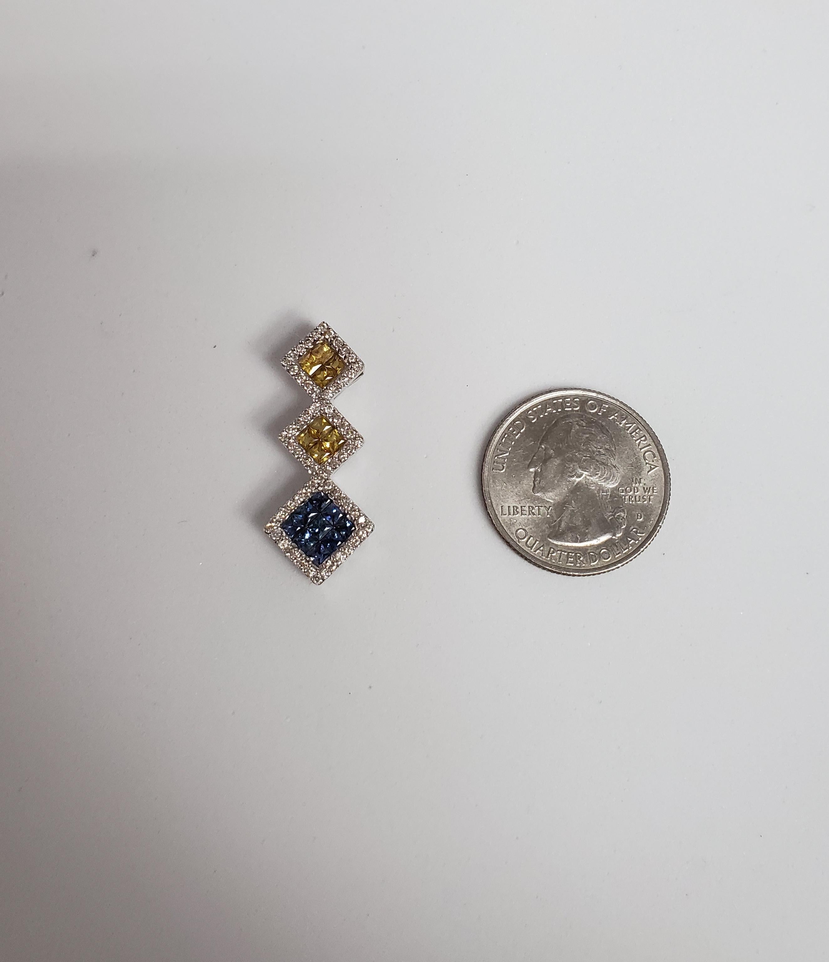 Pendentif or blanc 14k citrine, topaze bleue et diamant en pavé Neuf - En vente à Sugar Land, TX