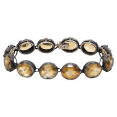 Citrine Bracelet in 9K Yellow Gold & Silver, Early 20th Century, 7.4"