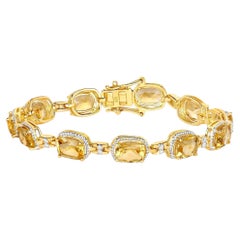 Citrin Armband mit Diamanten 14,4 Karat Vergoldetes Silber