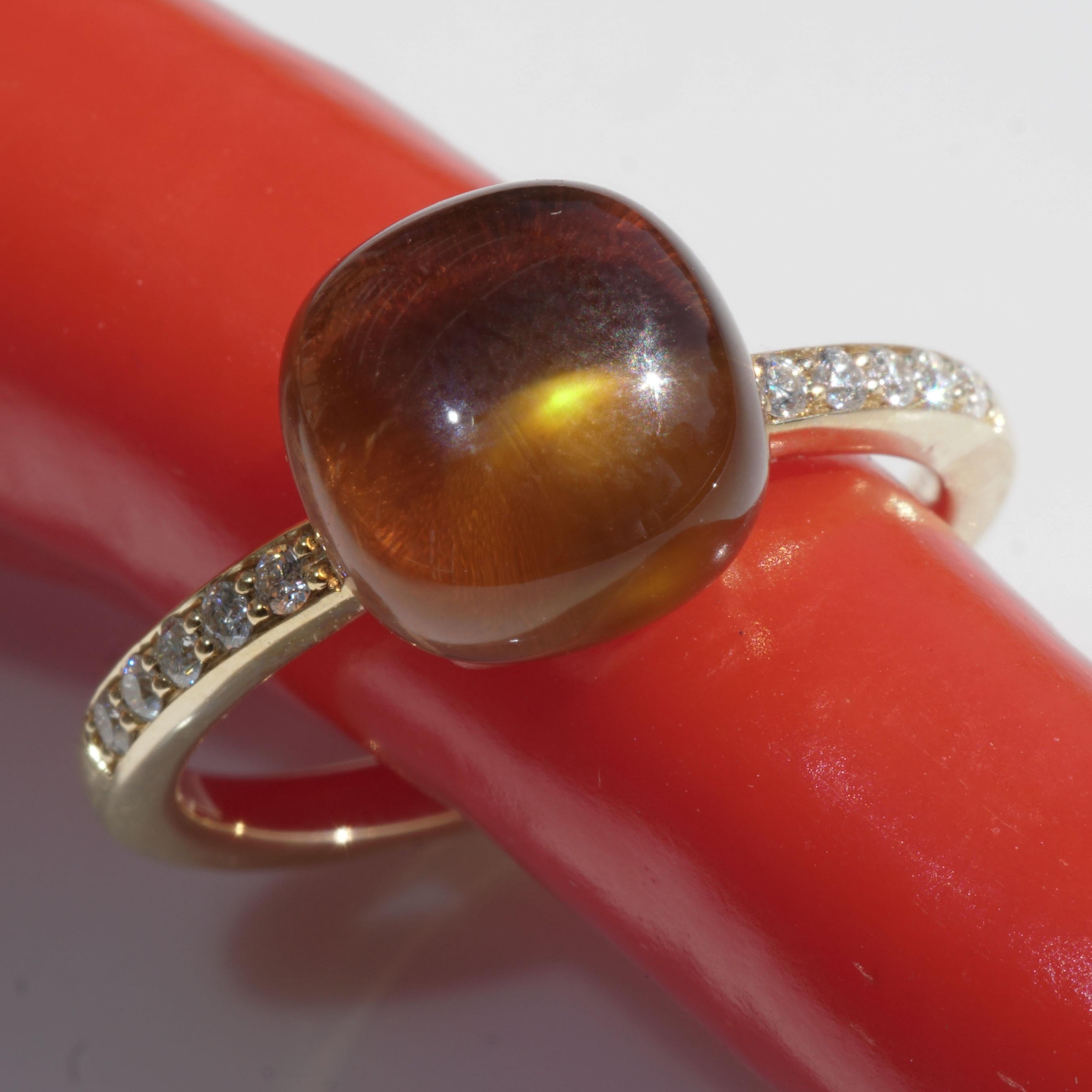 Citrin Brillant Ring Made by Italian Goldsmith Co. great Design modern Style für Damen oder Herren im Angebot
