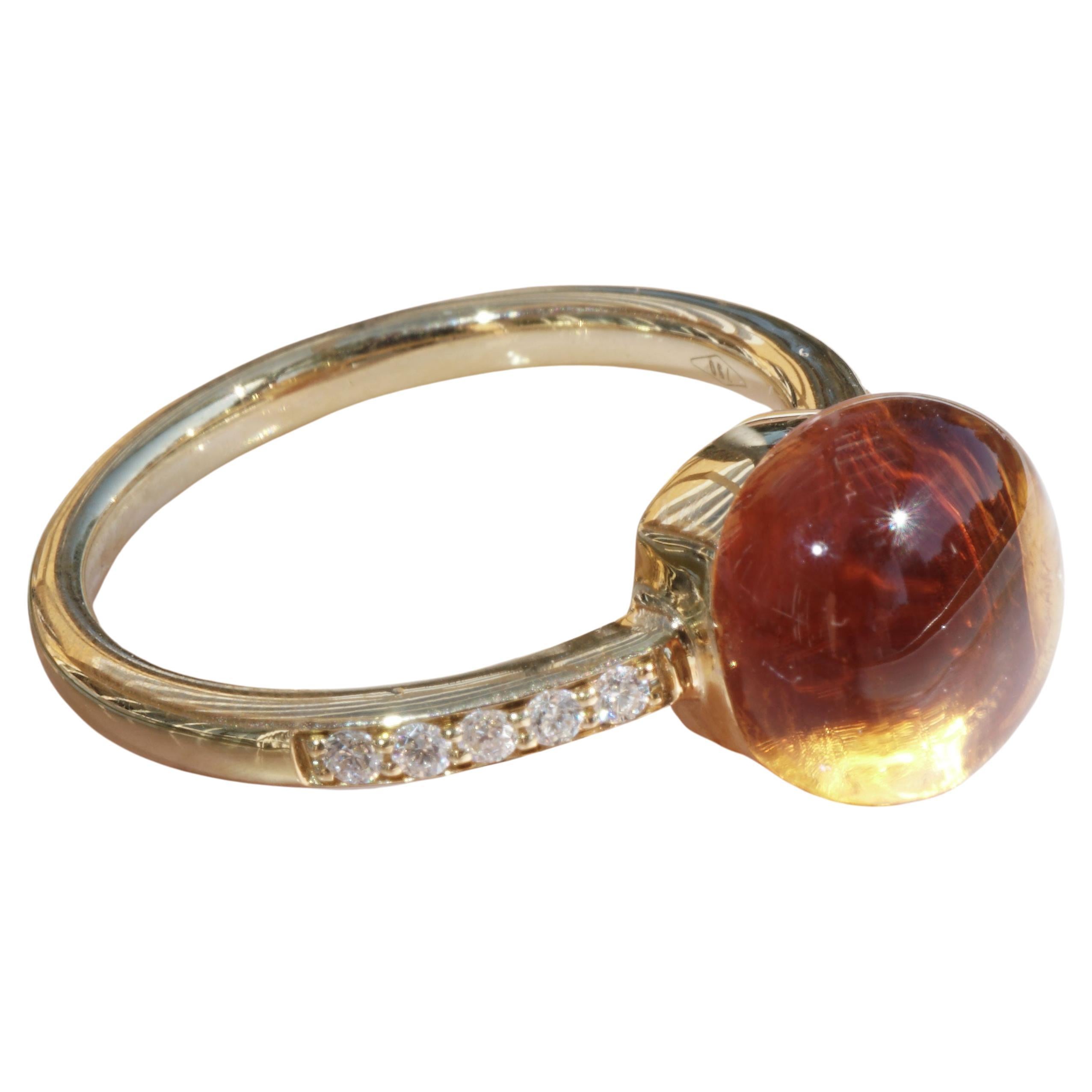 Citrine Brilliant Ring Made by Italian Goldsmith Co. great Design modern Style For Sale