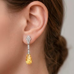 Orecchini briolette Citrino con perno argento, oro