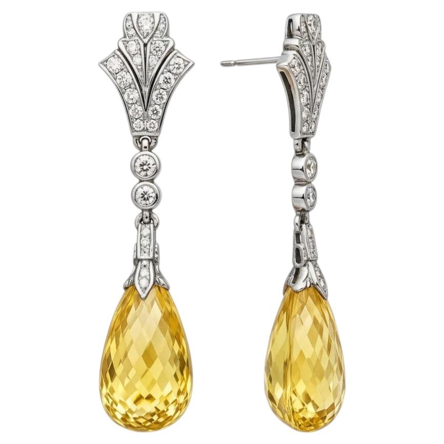 Citrine briolette earrings studs silver, gold