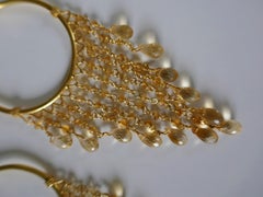 Citrine Briolettes 18k Plated 925 Sterling Silver Hoop Earrings