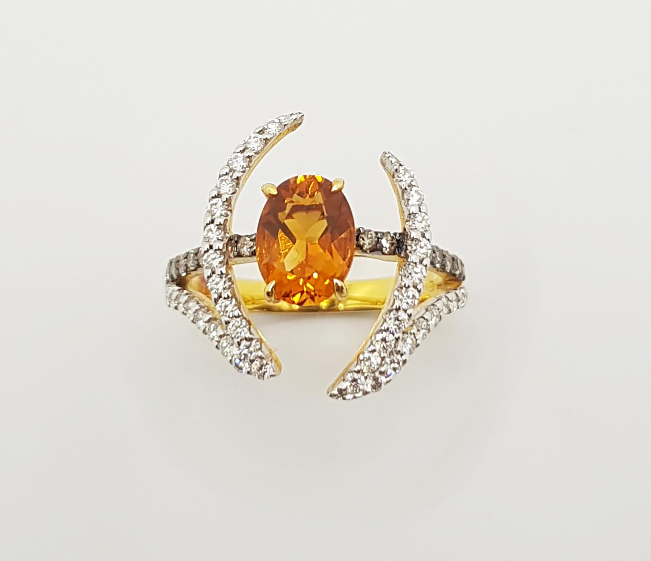 Citrine, Brown Diamond and Diamond Ring Set in 18k Gold by Kavant & Sharart 6