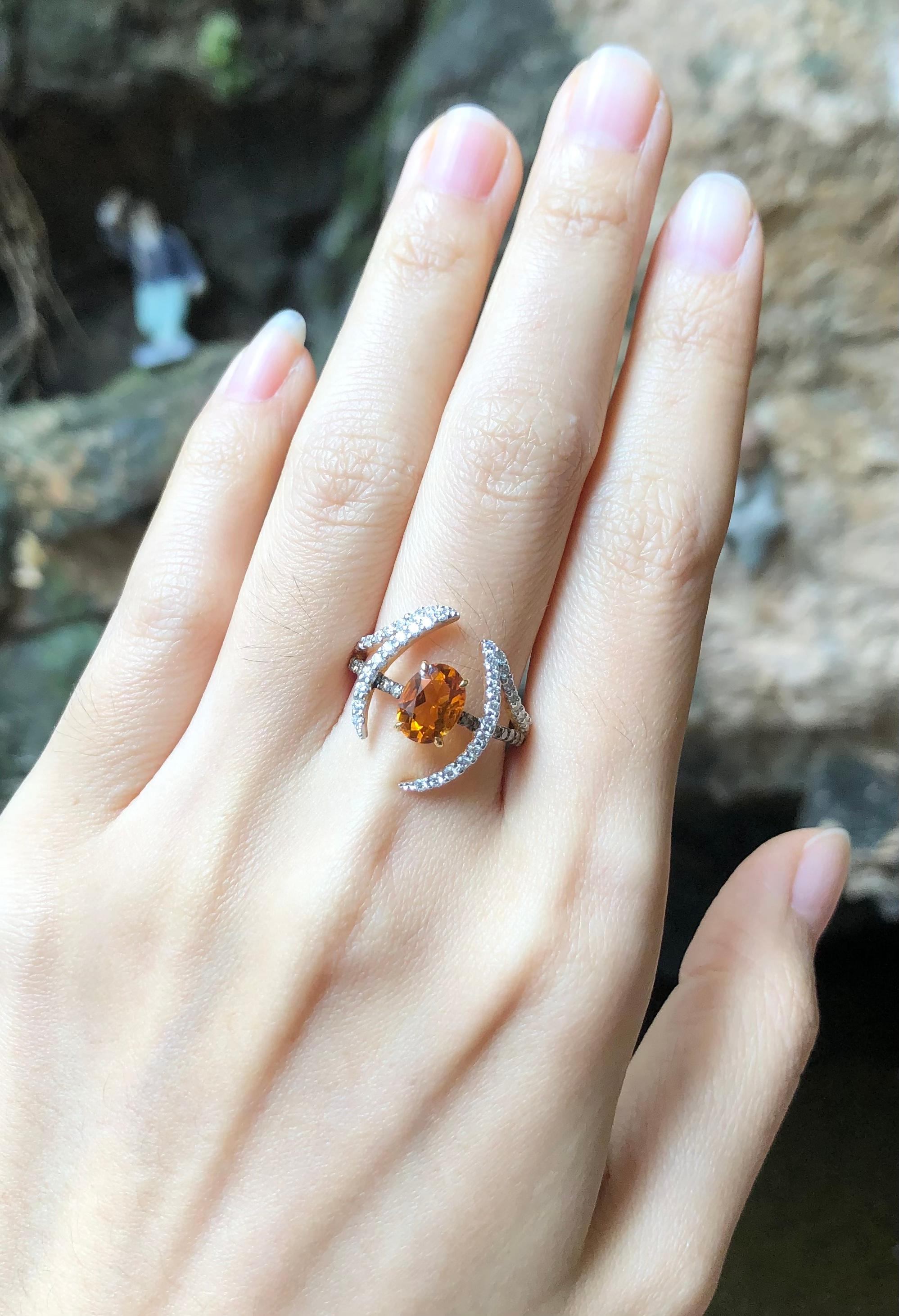 Citrine 1.09 carats with Brown Diamond 0.15 carat and Diamond 0.37 carat Ring set in 18 Karat Gold Settings

Width:  2.0 cm 
Length: 1.9 cm
Ring Size: 54
Total Weight: 4.43 grams

Citrine
Width:  0.5 cm 
Length: 0.7 cm

