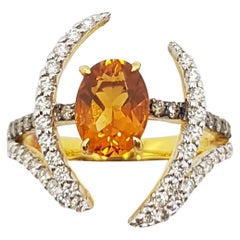 Citrine, Brown Diamond and Diamond Ring Set in 18k Gold by Kavant & Sharart